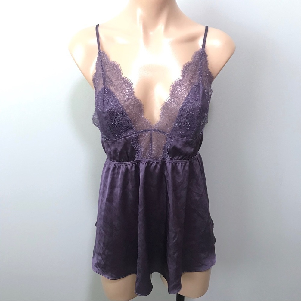 Victorias Secret Purple Lace Lingerie Tank Top Silky